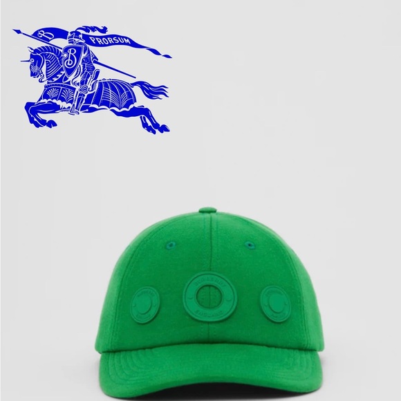BURBERRY 2024 IVY COLOR “GREEN” RUBBERIZED LOGO PATCHES BASEBALL CAP, NWOT - Picture 2 of 16